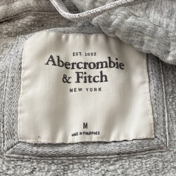 Abercrombie & Fitch Gray y2K Hoodie Zipper Sweatshirt Jacket Medium - Picture 7 of 8